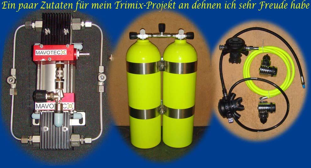 Trimix O2 / He Booster mit 2x15 Flasche und Apeks Tec Set